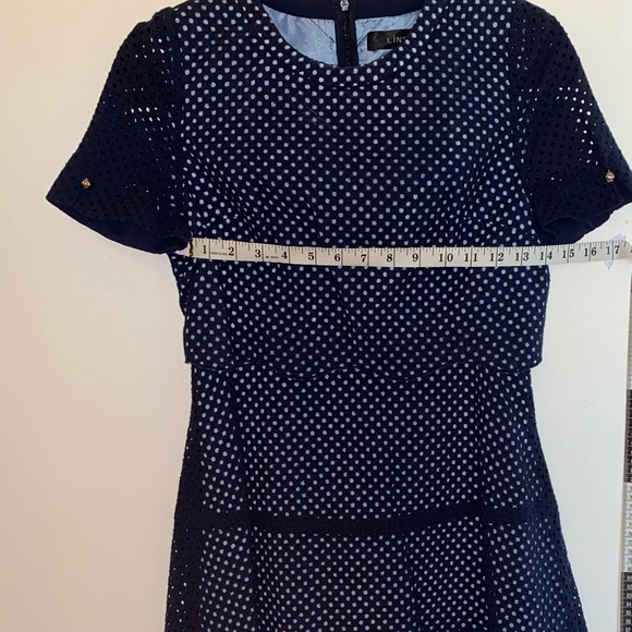 Line - Korean Women’s Navy Blue Eyelet Dress (Size: 66 Korean about US Size: 6) - Picture 4 of 16